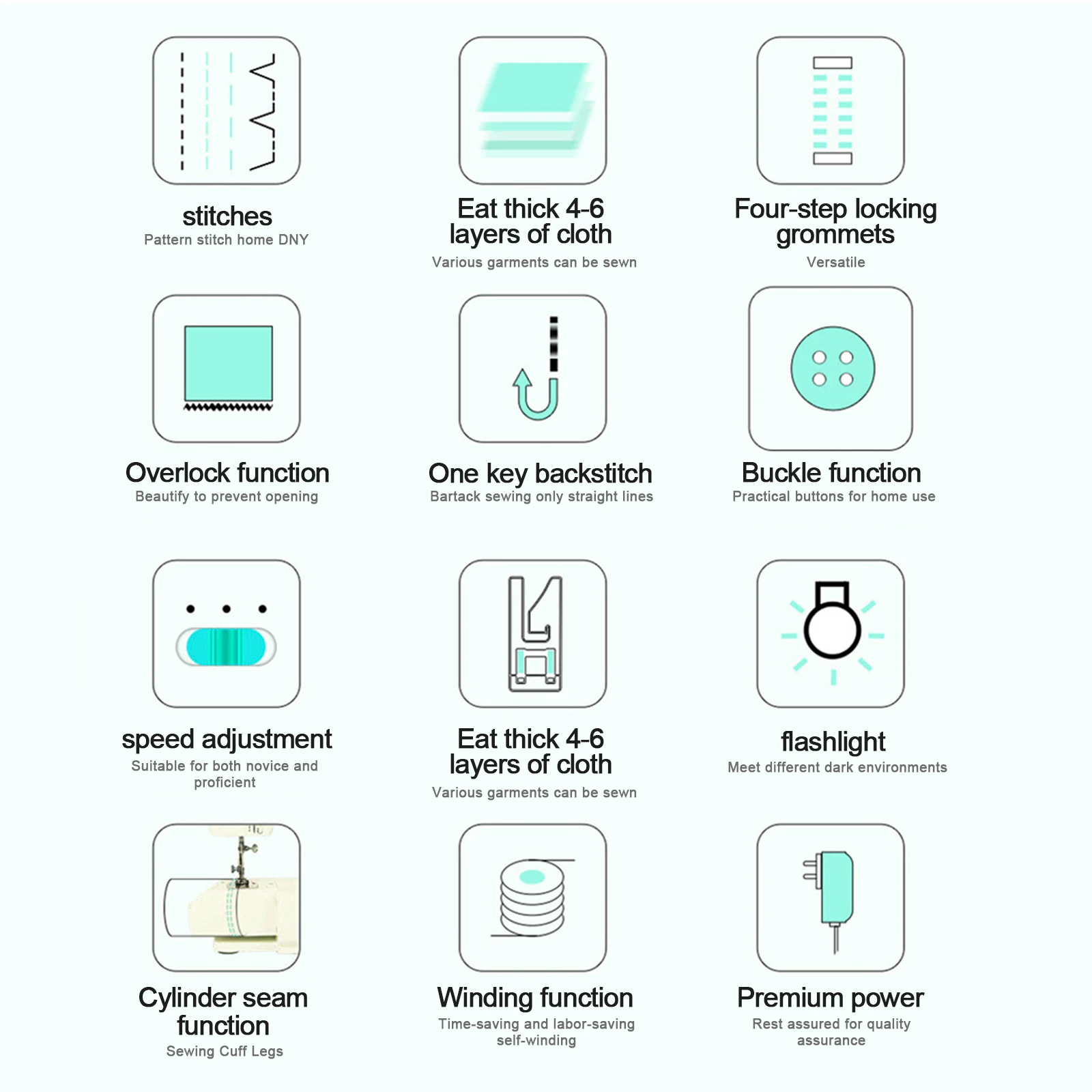 202A Home ماكينة خياطة كهربائية صغيرة خيط مزدوج 2 سرعة ماكينة خياطة سطح المكتب تصميم خيط مزدوج الولايات المتحدة 110 فولت #5