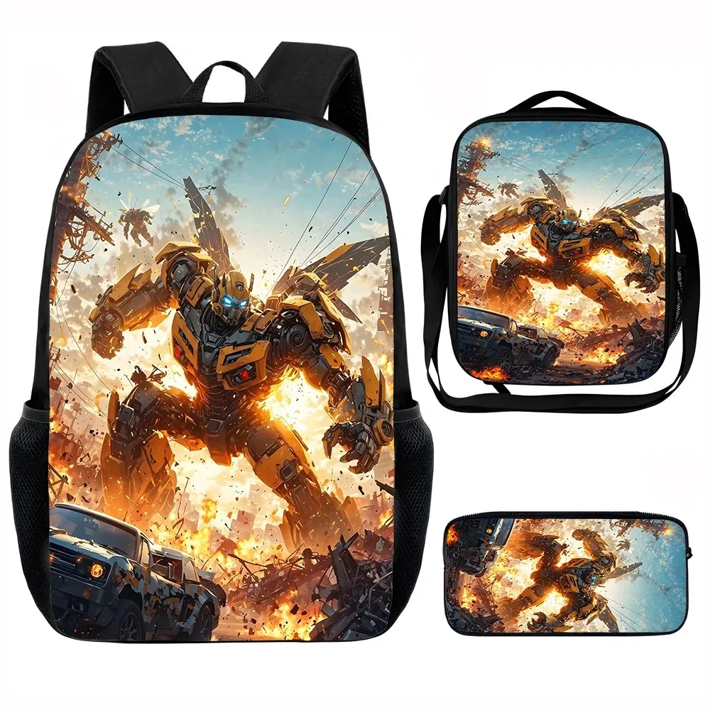 

Movie T-Transformers Child School Backpack with Lunch Bags ,Pencil Bags ,School Bags for Boys Girls Best Gift