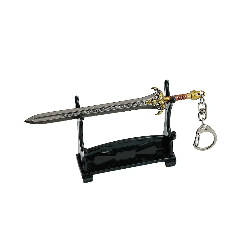 9cm/3.5in conan os bárbaros anime arma periférica modelo a espada do rei brinquedo de metal ornamentos coleção chaveiro presente