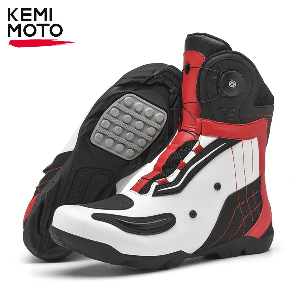 

Motorcycle Men Boots Racing Shoes Riding Breathable Soft Boots Durable Off-road Motorbike Rubber Anti-kick protection Black TPU