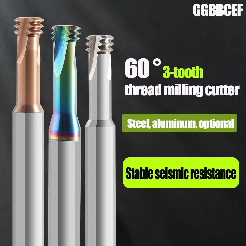 

Thread Mill Coated Solid Carbide 3 Teeth CNC Machining Cutter Tool M3 M4 M5 M6 M8 M10 M12 M16 For steel Stainless steel aluminum