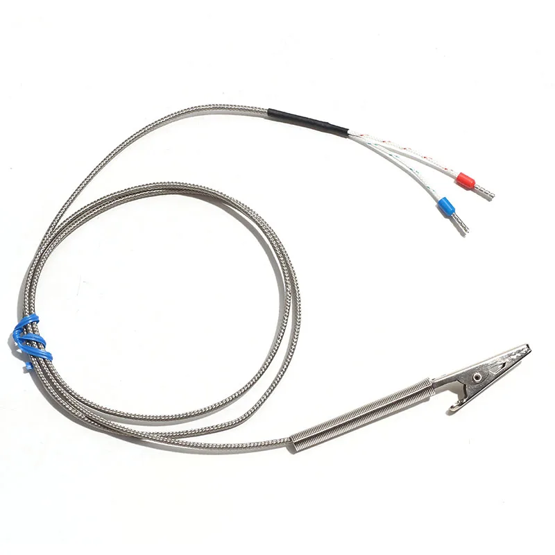 1PC K-Type Alligator Clip Clamp Design Thermocouple 400℃ Braided Shielding Wire 1M-5M for Anti-Interference Temperature Testing