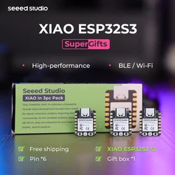 XIAO ESP32S3 3PCS Pack - 2.4GHz Wi-Fi, BLE 5.0, Dual-core, Battery Charge Supported, Power Efficiency and Rich Interface, Ideal