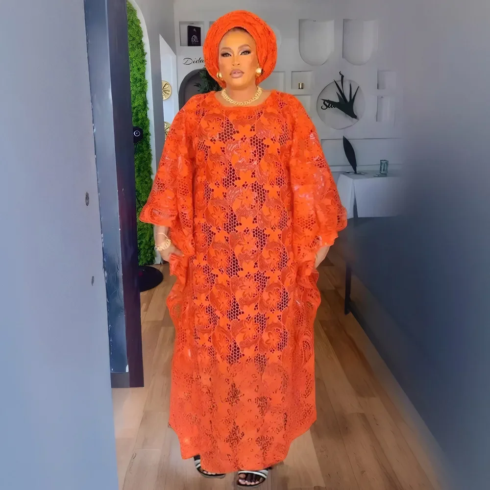 

Lace Elegant African Dresses for Women Muslim Fashion Boubou Abayas Robe Dashiki Ankara Outfits Evening Gown Kaftan Maxi Dress