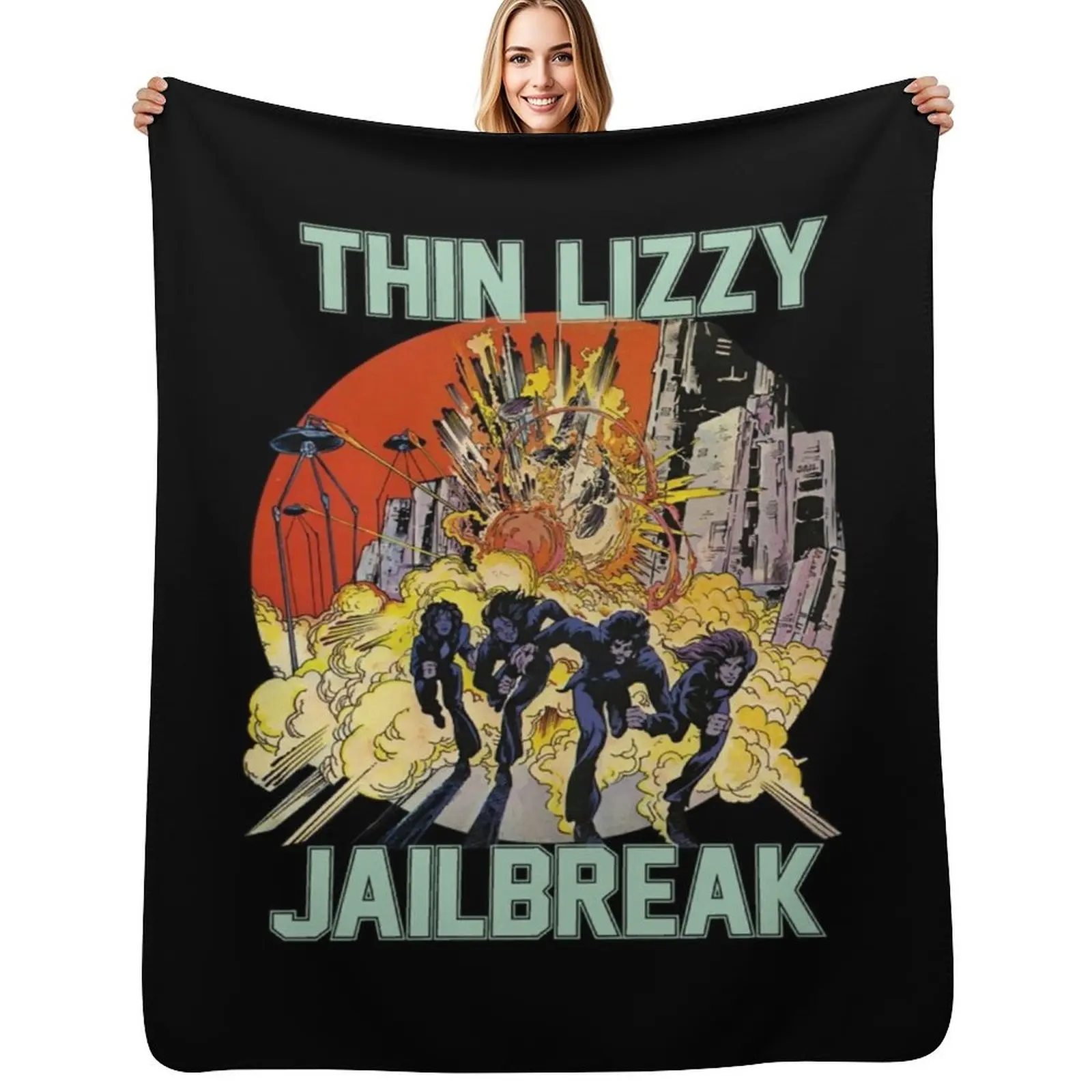 

Thin Lizzy Jailbreak Explosion Vintage Gift For Fans, Gift For Men and Women, Gift Halloween Day, Thanksgivin Throw Blanket