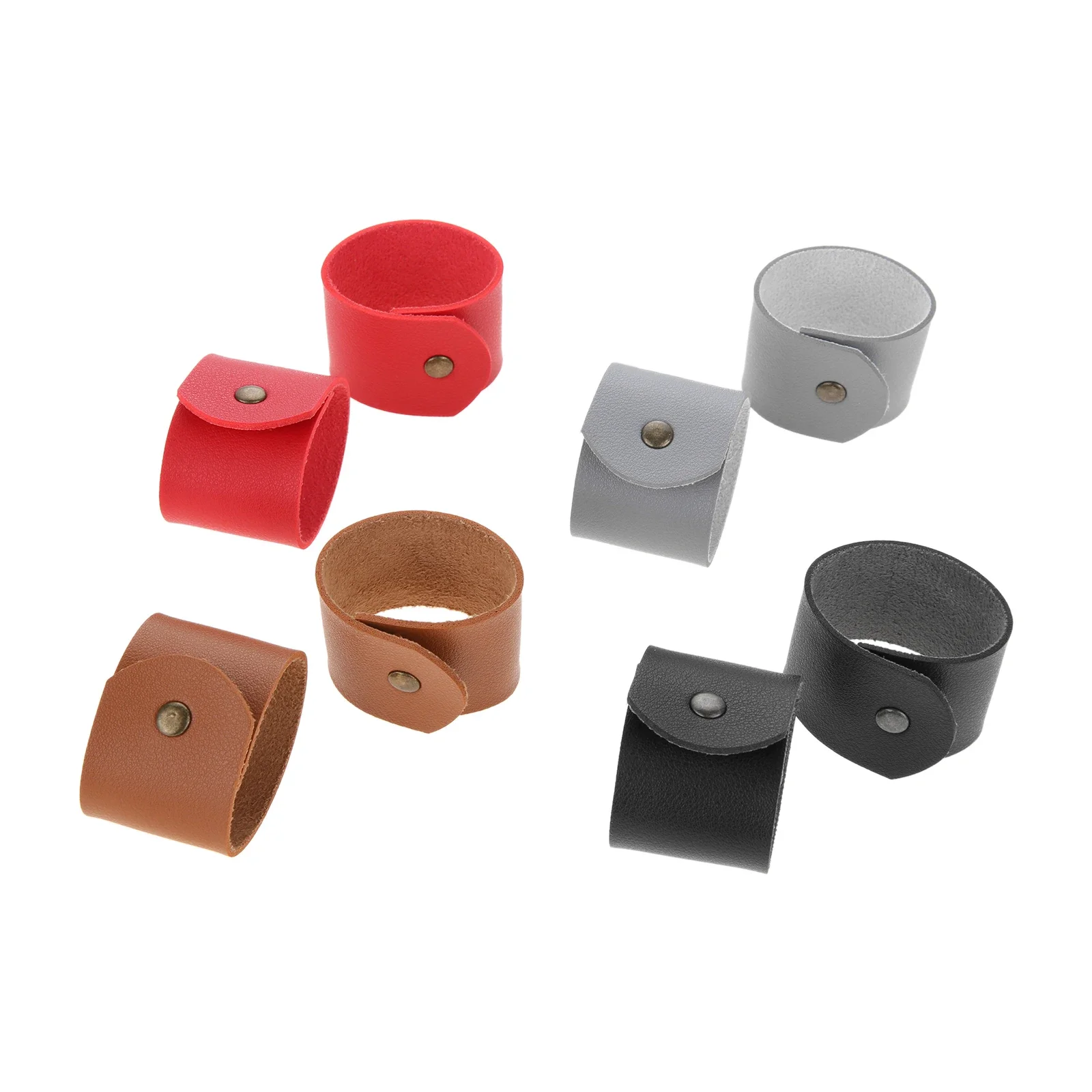 4pcs/set Leather Napkin Rings Mouth Cloth Buckle PU Holder Round Snap Minimalist Decor Table Wedding Party Red Brown Gray Black