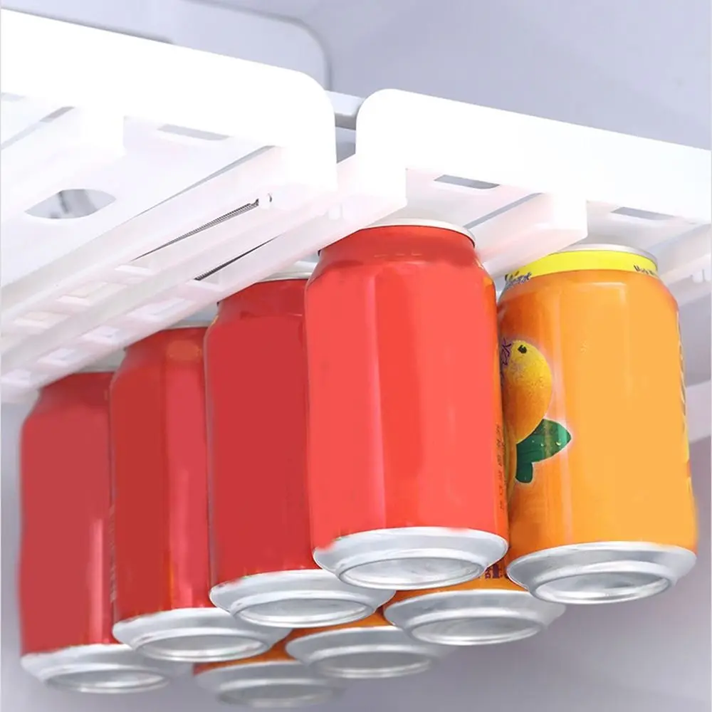 Plastic Beer Soda Storage Rack Hangable Anti-Fall Can Classification Rack Space Saving Refrigerator Slide Under Shelf