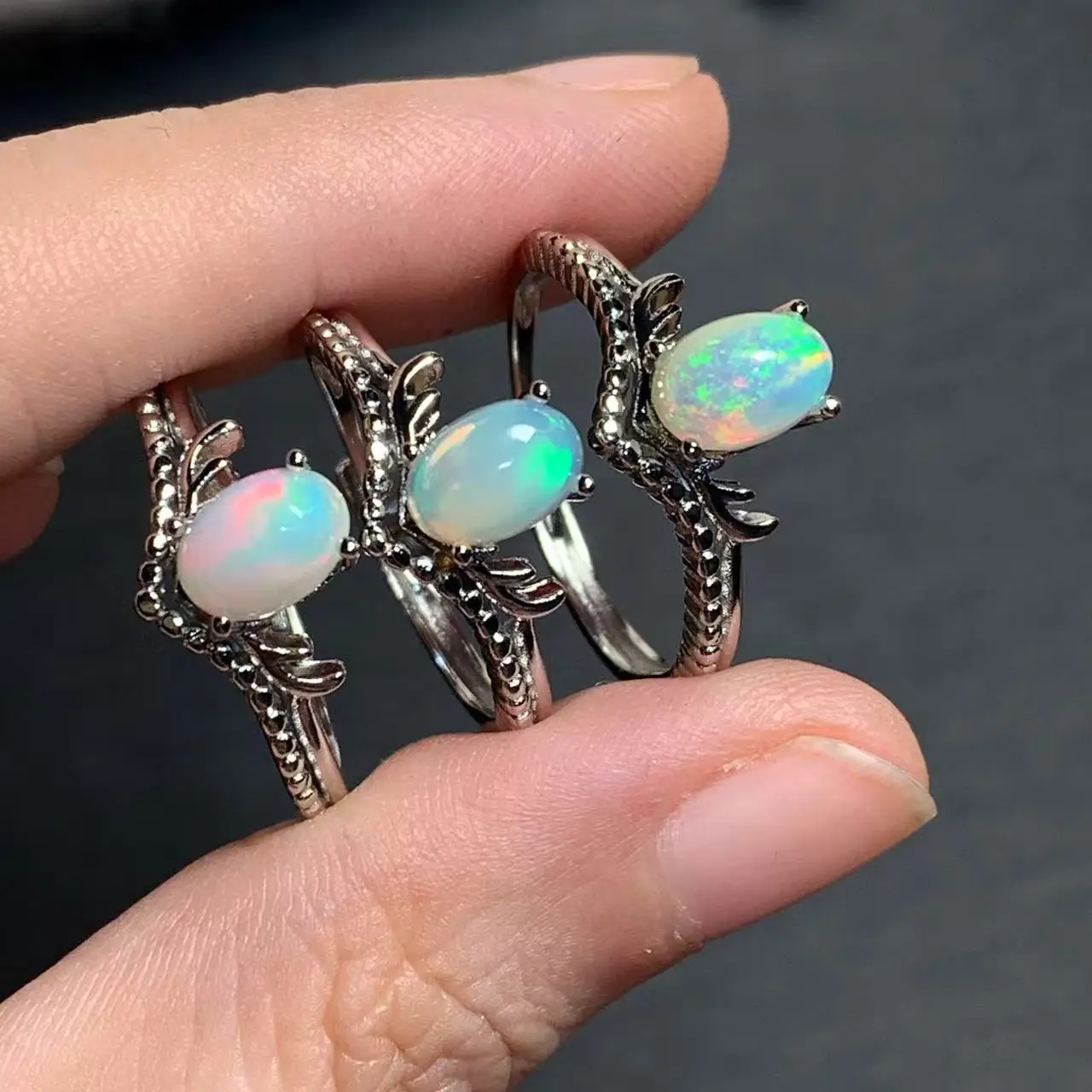 

Authentic NEW Natural Opal Ring Adjustable Female Ring Jewelry for Women Gift Wholesale High Quality Vintage Fine
