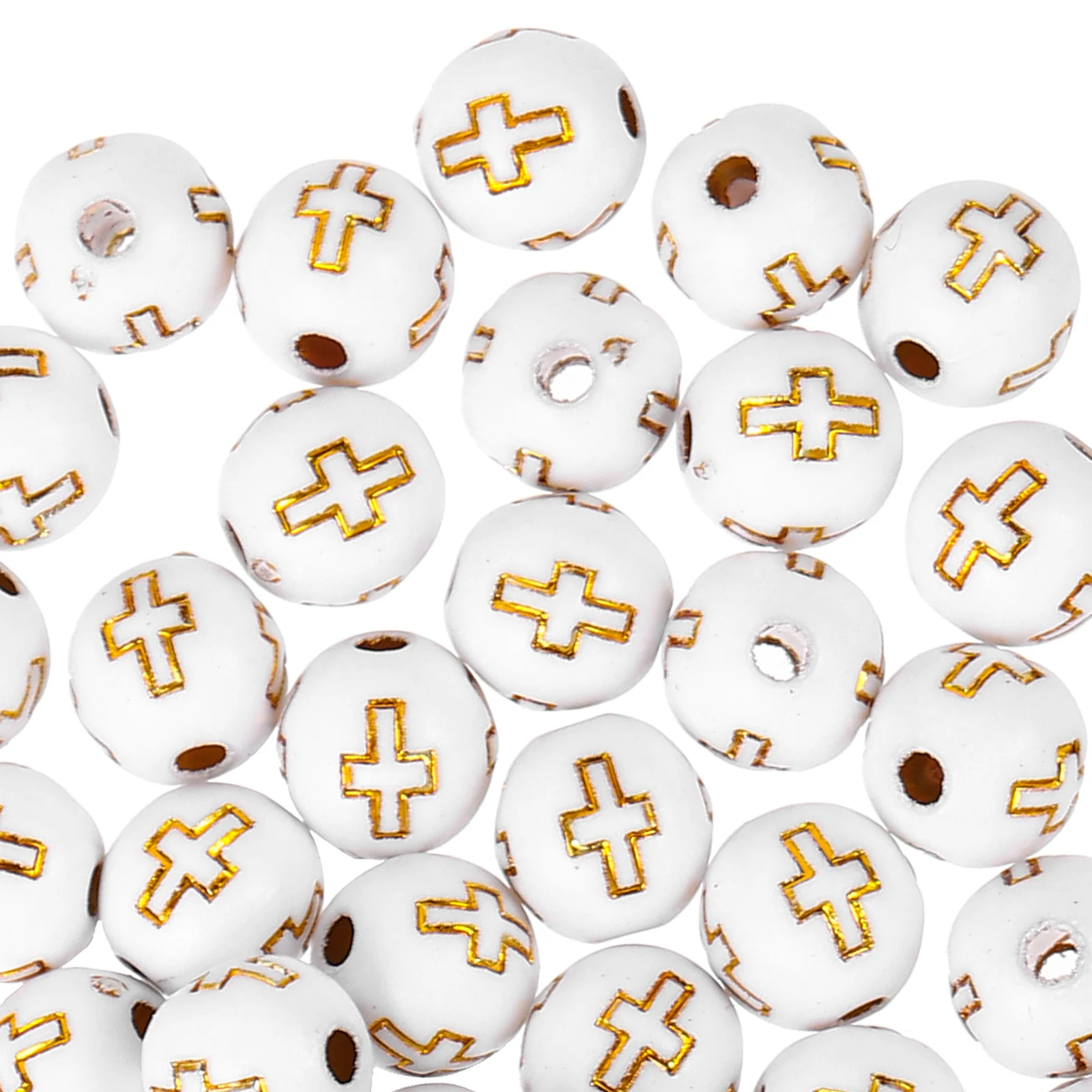

500pcs Acrylic Cross Circle DIY Jewelry Accessories Decoration Spacer Bracelet Making Crafts Round Beads Earring Beads