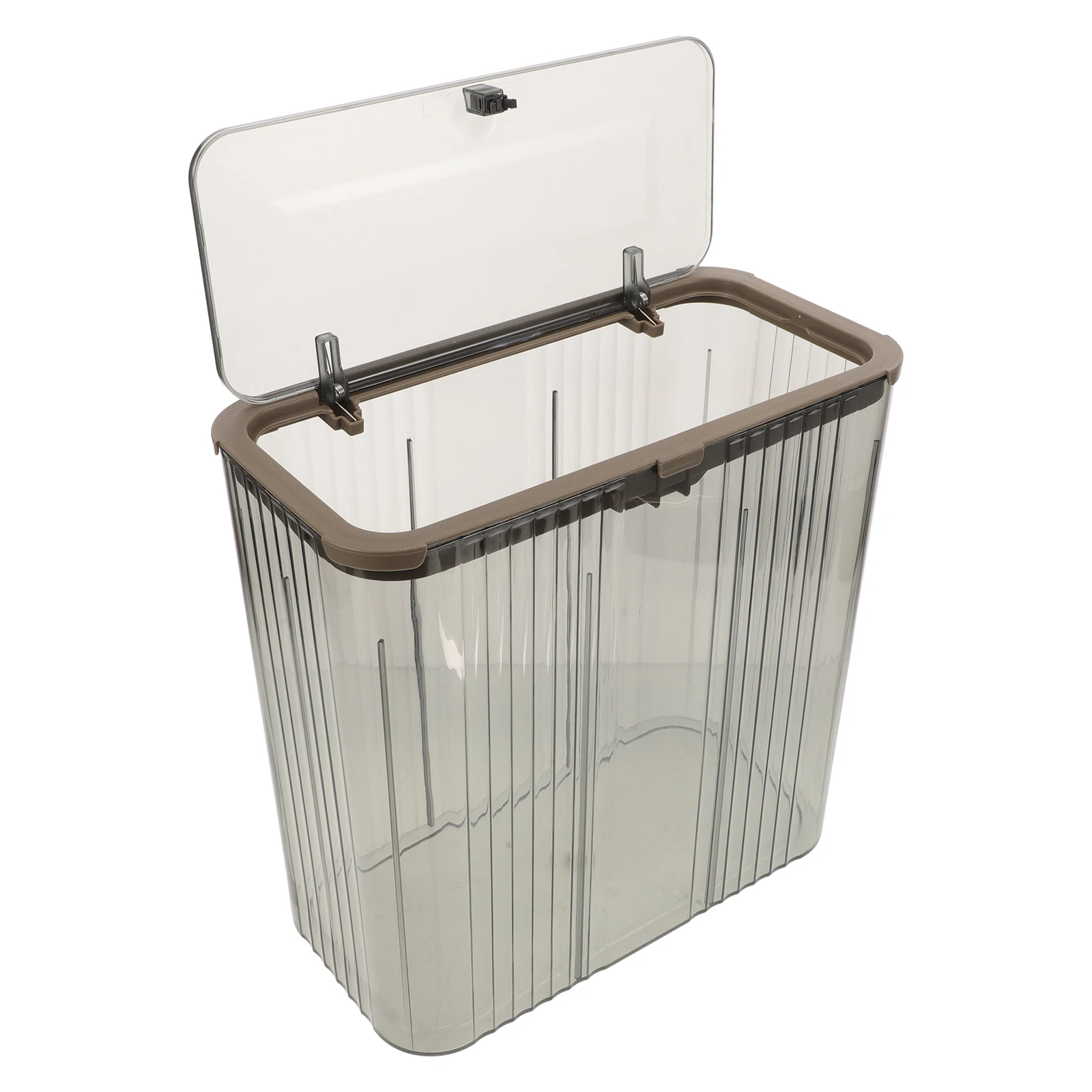 

Push Trash Can Slim Waste Basket Kitchen Garbage Bin Container Grey Office Bathroom Car Hotel Large Opening Sturdy Structure