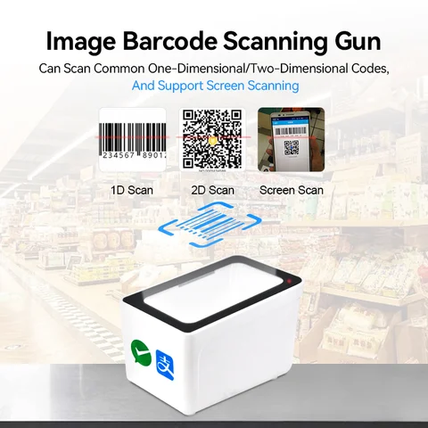 New Wired 1D 2D Barcode Scanner Screen Scanners Bar Code Scanner For Supermark Retail Usb Barcode Reader QR Code Image Scanning