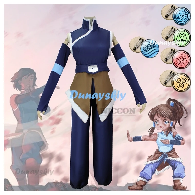 Korra Cosplay Anime Cartoon Avatar Last Cosplay emblems Airbender Roleplay Costume Women Full Set Adult Female Halloween Suits