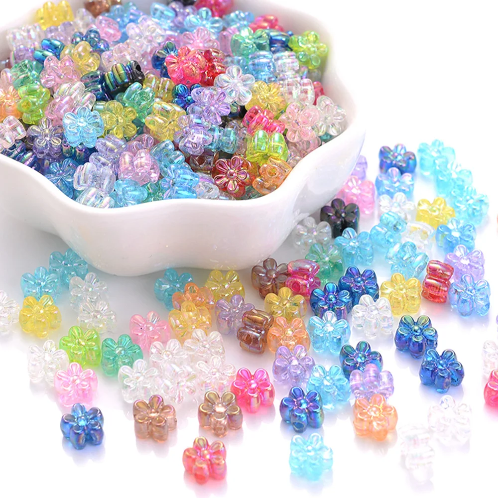 50/100pcs Multicolor AB Color Flash Acrylic Beads Flower Petal Loose Beads for Jewelry Making DIY Bracelet Necklace Accessories