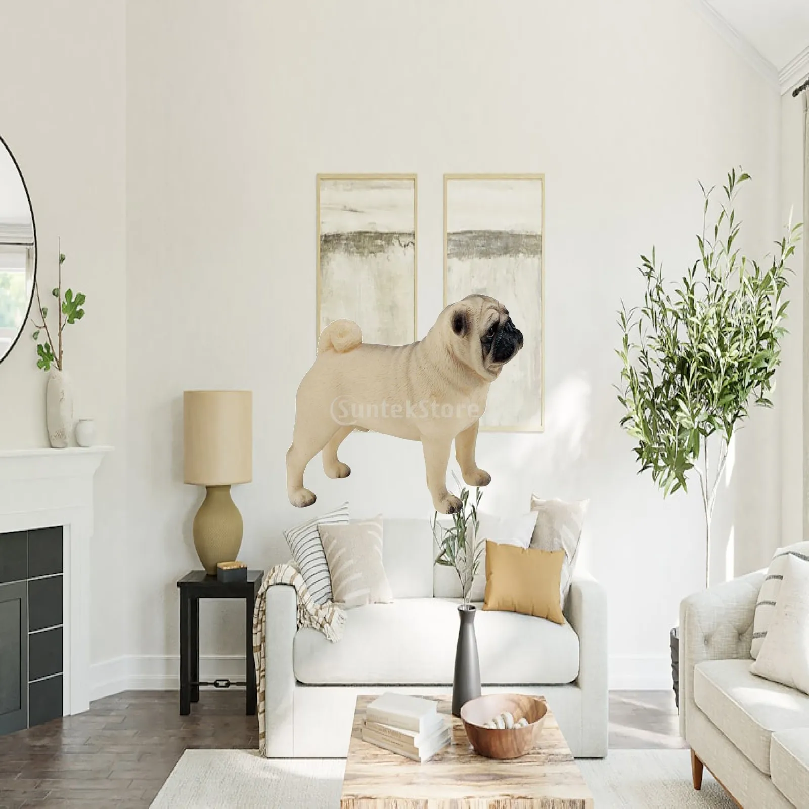 Realistic Dog Pug Figurine Model PVC Animal Toy Collectible Wildlife Figure for Kids Learning Gifts