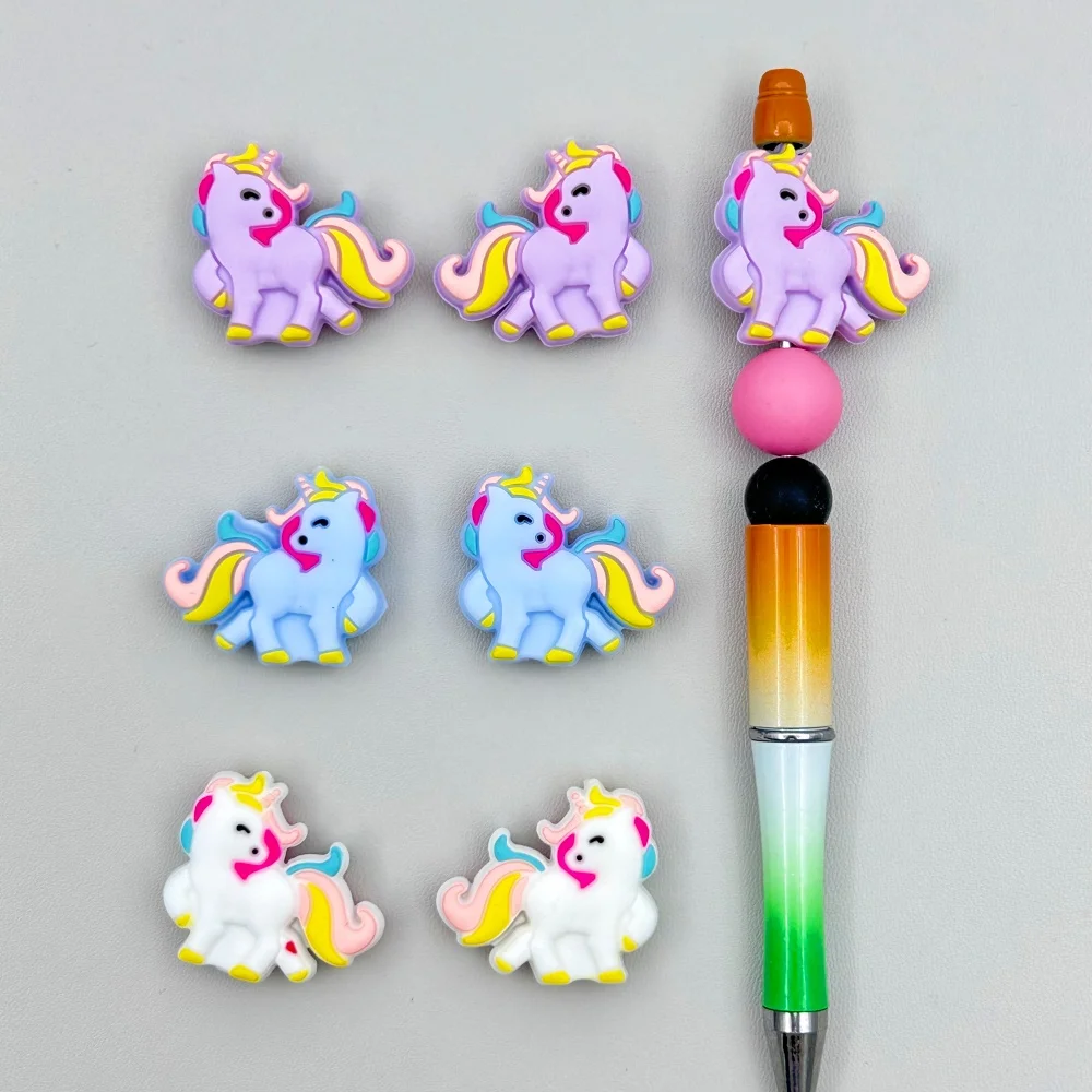 10pcs Cartoon Animal Silicone Beads DIY Jewelry Making Necklaces Bracelets Silicone Focal Beads For Pens Keychain Bag Charms