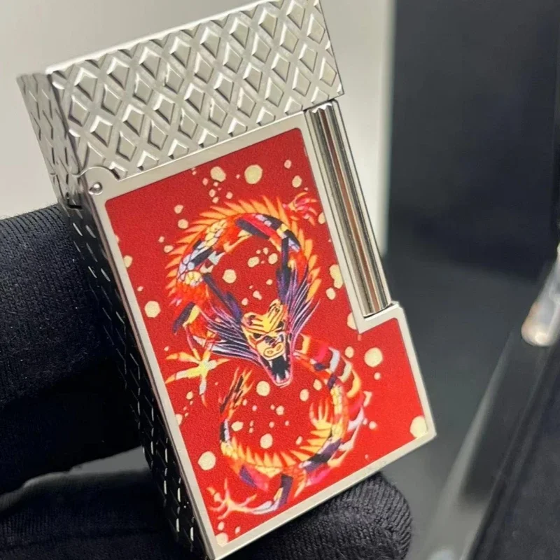 New Gas Lighters Metal Red Dragon Drawing Tobacco Smoking Cigarette Cigar Ourdoor Tools Men Father Exquisite Gifts Collections