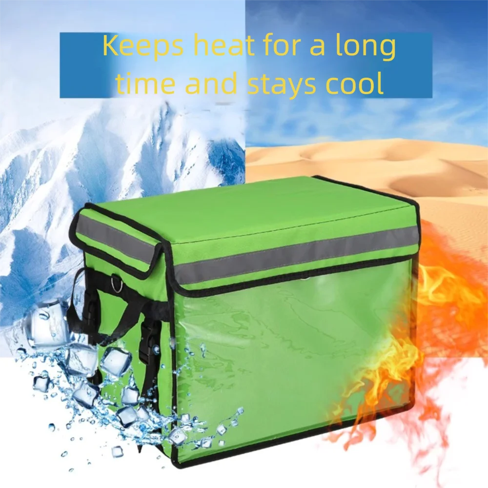 

32/48L Waterproof Motorcycle Meal Delivery Bag Bracket Thickening Takeaway Box Green Base Plate Insulated Bag Commercial