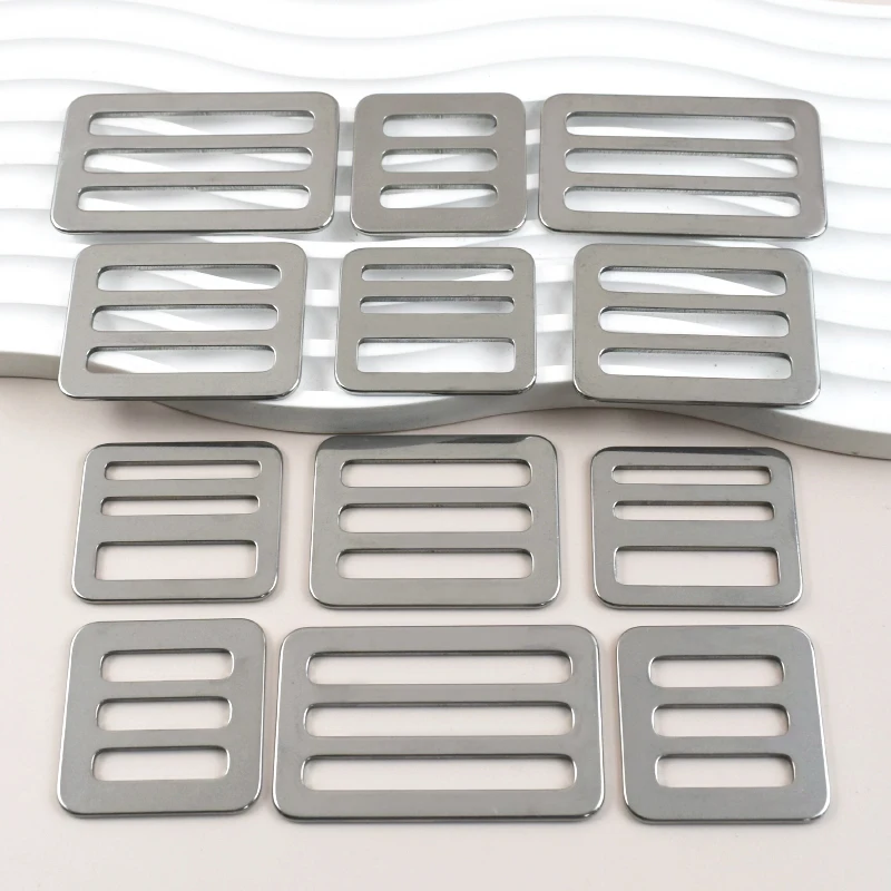 

2P Stainless Steel Ring Buckle 26-50mm Tri-Glide Slider Metal Clasp for Bag Strap Webbing Backpack Hook DIY Sewing Accessories