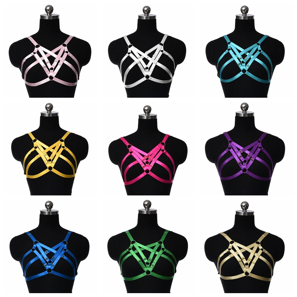 

Elastic Hollow Body Harness Bra Belt Rave Sexy Lingerie Body Cage Adjust Women Wear Bondage Harness Crop Top Cage Bra