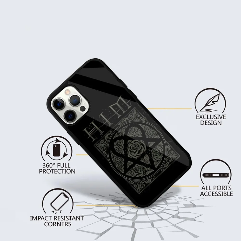 Him Ornate Heartagram Phone Case For iPhone 16,15,14,13,12,11,Plus,Pro,Max Mini Magsafe Magnetic Wireless Charging