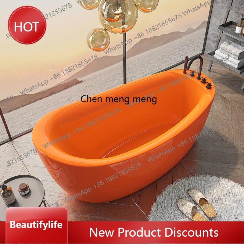 

zq10 Nordic freestanding household adult oval bathtub Yak removable deep soaking tub