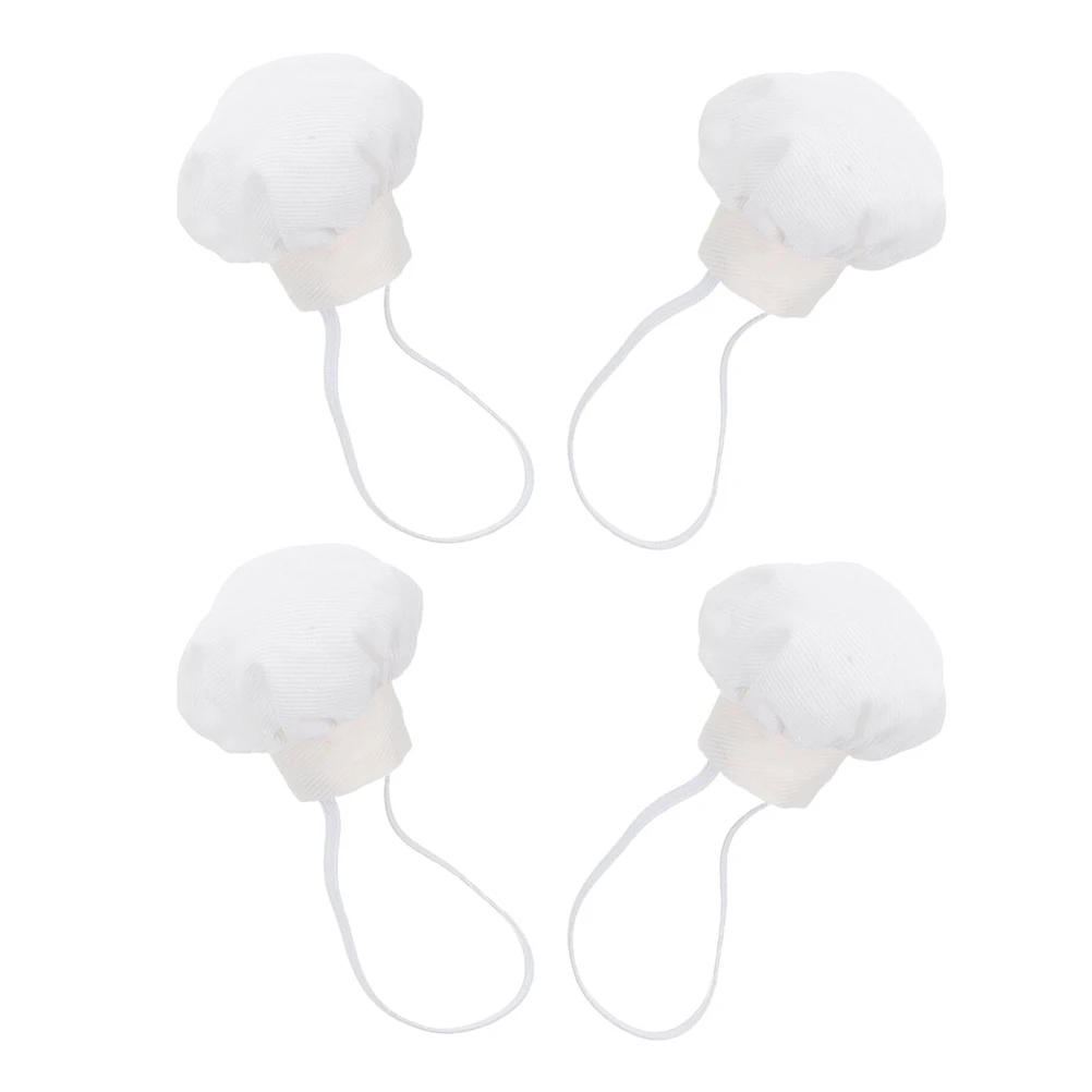

4 Pcs Chef Hat Decoration Baby Headwears White Outfit Hats Miniature Toy