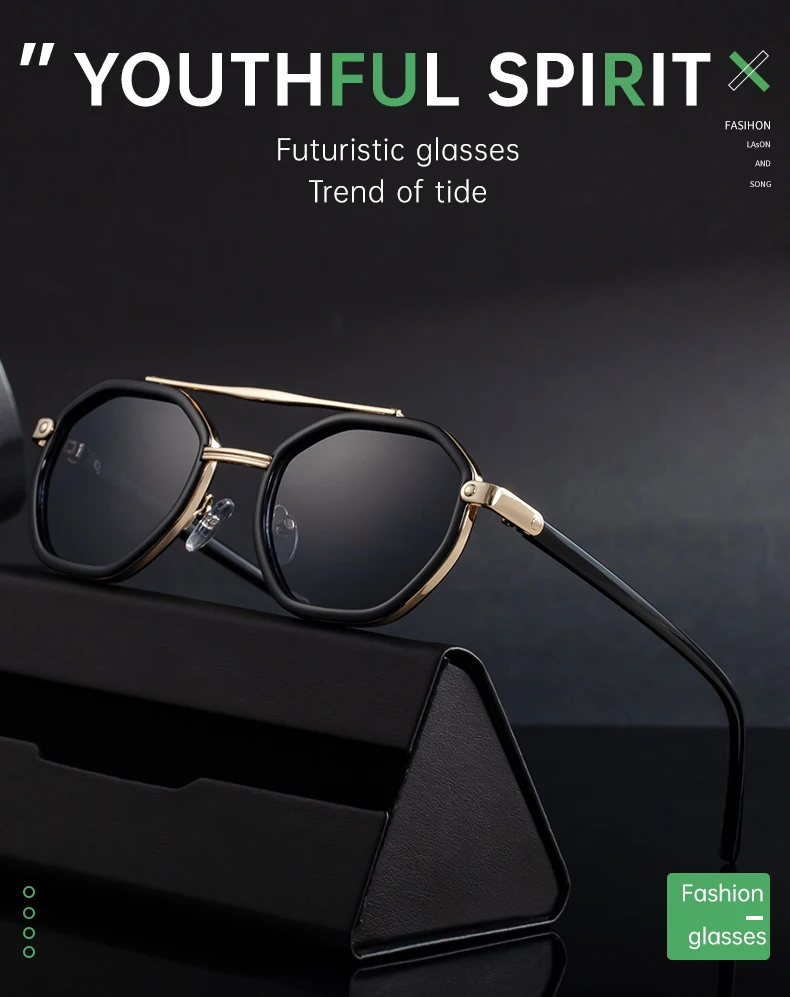 Steampunk Octagon Quadratische Sonnenbrille Männer 2026 Luxus Marke Vintage Punk Metall Polygon Sonnenbrille Für Männliche Klassische Shades UV400 – Detail 3