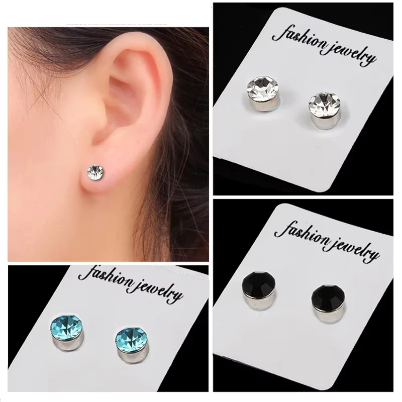 1 Pair Crystal Strong Magnetic Ear Stud For Women Zircon Clip Earrings Men Punk No Hole Magnet Earrings Non Piercing Jewelry view 3