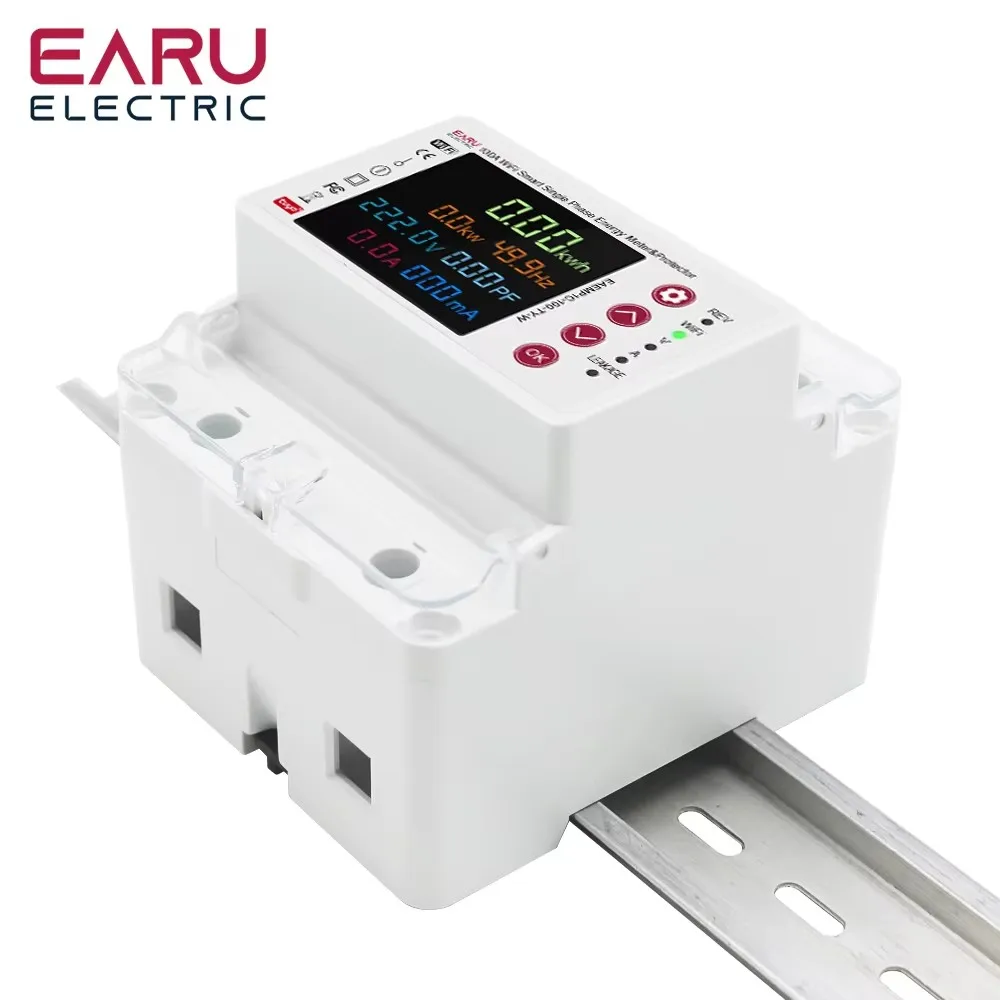 2P 100A Tuya Wifi Smart Bi-Directional Volmeter Ammeter kWh Energy Meter Leakage Protection Timer Switch Relay Power Monitor