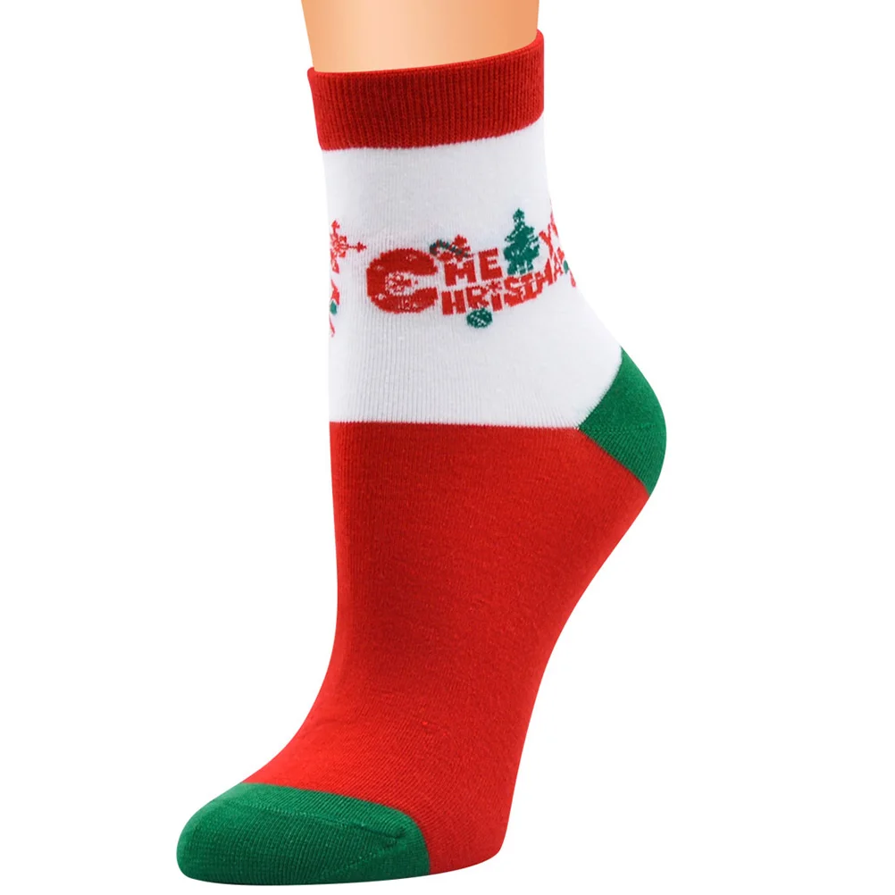 

Christmas Stockings Women Girls Cotton Socks Mid Length Breathable Warm Winter Autumn Party Holiday Decor Gift
