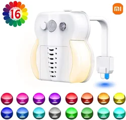 Xiaomi Toilet Bowl Backlight RGB Night Light With Motion Sensor 8 / 16 Colors Battery Powered Backlight For Bedroom Toilet Decor