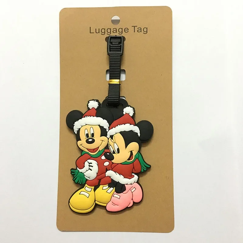 Disney Mickey Minnie Luggage Tag Cartoon Silicone Women Men Suitcase Identifier Label Baggage Boarding Bag Tag Travel Accessorie