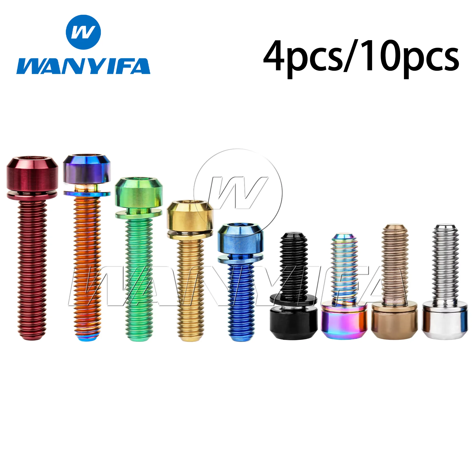 Wanyifa Titanium Bolt M6x16 18 20 25 30 35mm Allen Head with Washers Cycling Screws Bike Accessory 4pcs/10pcs