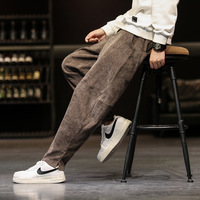 Autumncorduroy Men's Loose-fit Velvet Casual Pants Straight-leg Trousers Harem Pants Trendy Sporty