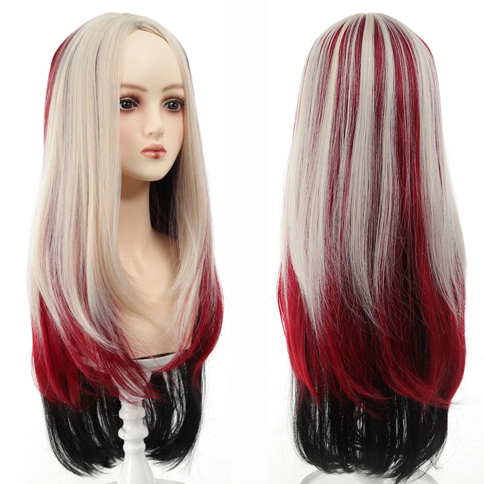 

Европейский и американский длинный прямой синтетический парик, женские головные уборы, полное верхнее покрытие на голову, натуральный многослойный парик для косплея, Рождество