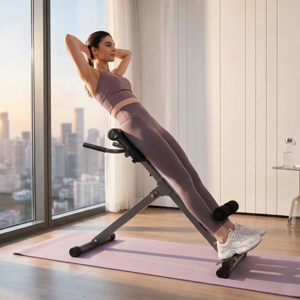 Foldable Adjustable Roman Chair, 8-Level Hyperextension Back Extension Bench, 330Lbs Capacity, Home Gym Workout Machine