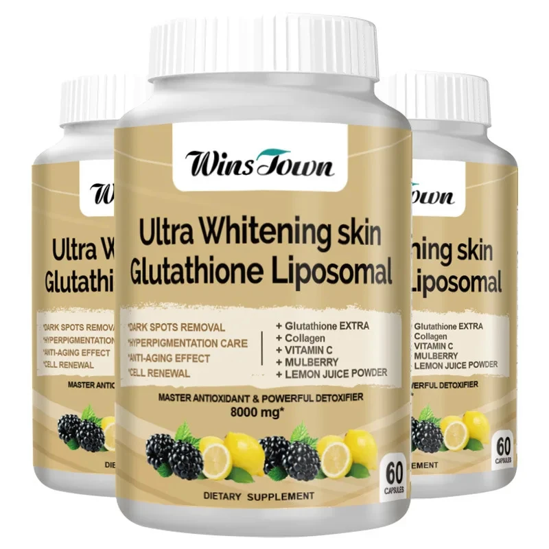 Collagen Glutathione Liposomal Capsule Ultra Whitening Skin Reduce Melanin Antioxidant 60 Pcs