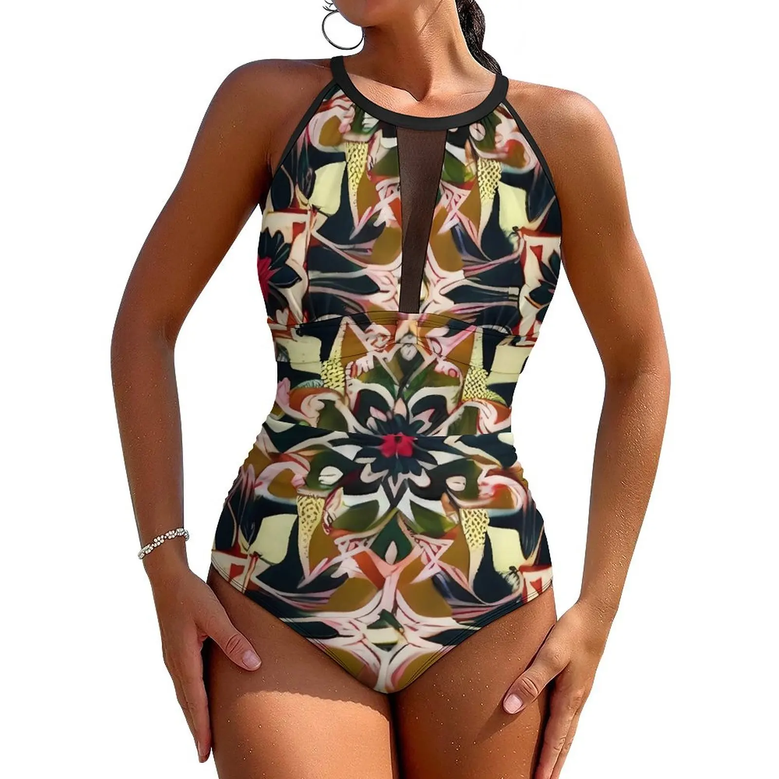 

Beauty Baroque Swimsuit Sexy Abstract Floral One Piece Swimwear Push Up Swimsuits Fashion Surfing Bathing Suit