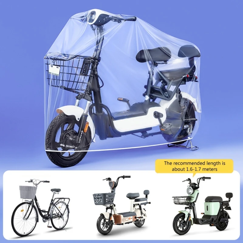 Universal Motorcycle Rain Cover Transparent Protector Shield All Season Indoor Outdoor Electric Bike Scooter Dustproof Cover