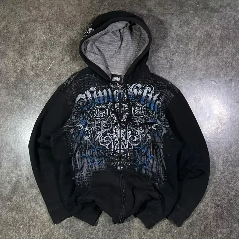 Sudadera con capucha de Joker Goth para hombre, ropa con cremallera, informal, Hip Hop