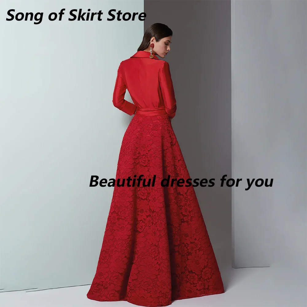 Red Mother of The Bride Dress for Wedding Floor Length A Line V-Neck Lace Luxury Guest Gowns Women 2026 Customized