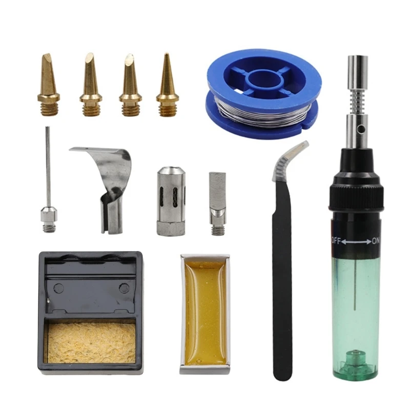 

12 in 1 Portable Gas Soldering Iron Gas 1300Celsius Gas Set Adjustable Flame Weld Tools Heat Blower