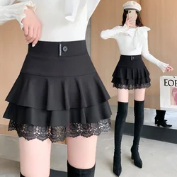 new autumn and winter cake skirt  women's fashion anti-glare lace high waist tutu skirt short skirt