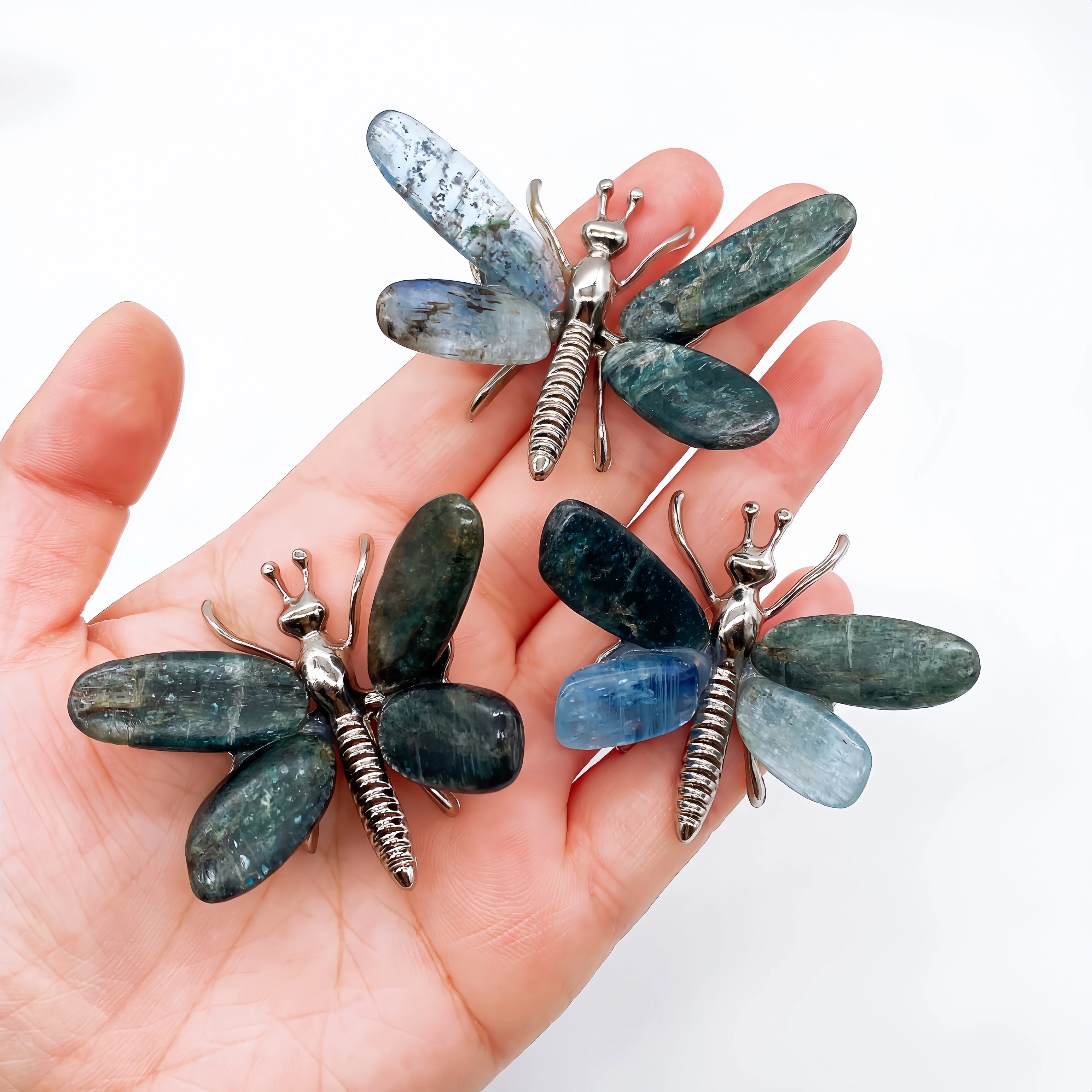 Natural Blue Kyanite Butterfly Dragonfly Crystal Stone spar crafts Reiki Healing Mineral Home Decoration Chakra Gift