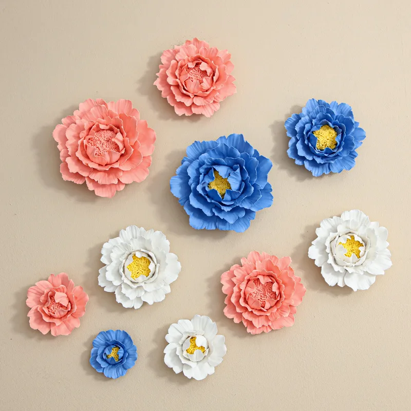 

Decoractive Ceramic Flowers 3D Clay Flower Rich and Noble Peony Wall Porcelain Flower