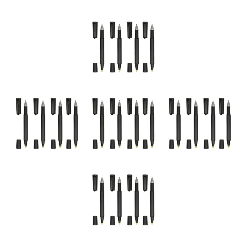 ปากกามาร์กเกอร์เรืองแสงปากกาเจลสีดำ 2-in-1 Dual-ended Highlighter สีดำ Nib สี TIP สำหรับจดบันทึก