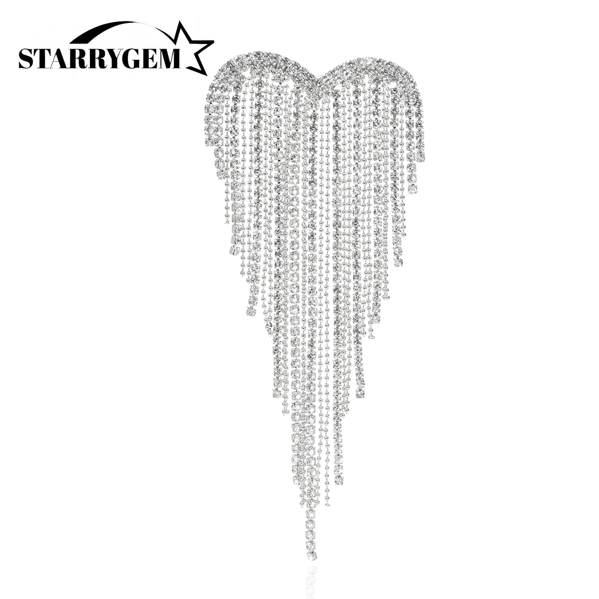 Tassel Heart Shape Brooches for Women Unisex Rhinestone Catching Chain Pins Office Party Friend Gifts Jewelry Accessories