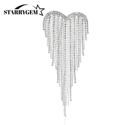 Tassel Heart Shape Brooches for Women Unisex Rhinestone Catching Chain Pins Office Party Friend Gifts Jewelry Accessories