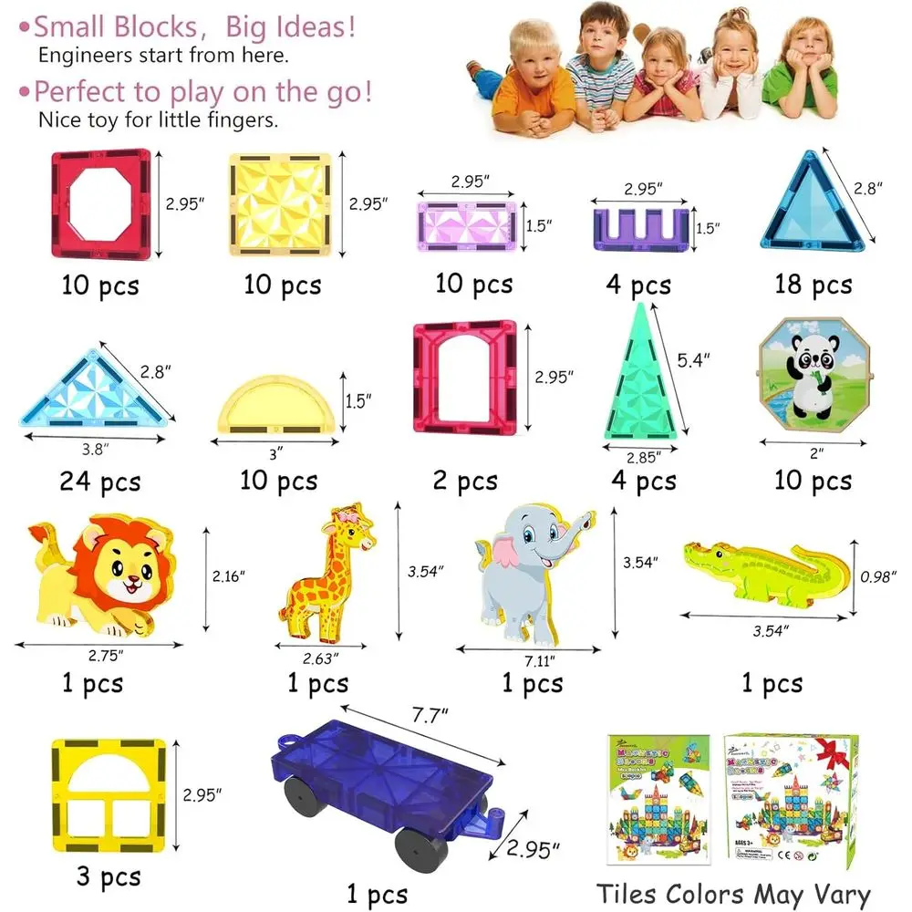 Juego de bloques de construcción magnéticos de 110 piezas para niños: juguetes STEM 3D para edades de 3 a 9 años, regalo ideal para niños pequeños