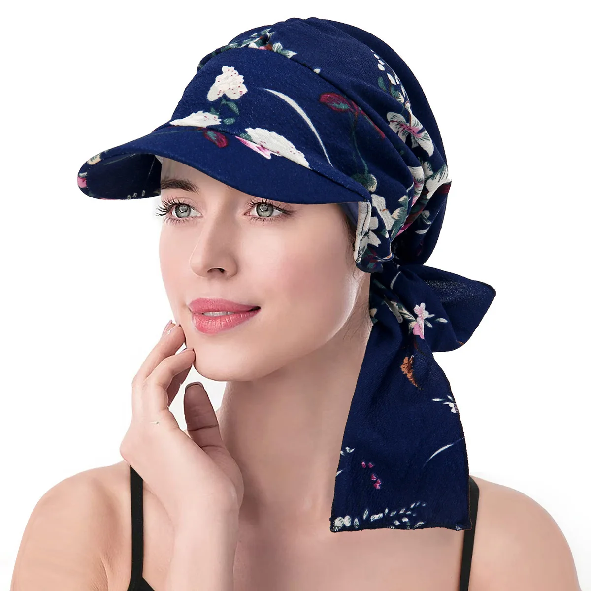 Mode Druck Frauen Hijab Caps Wrap Haar mit Krempe Turban Motorhaube Atmungsaktive Bequeme Damen Kopftuch Hut Verstecken Haar – Detail 6